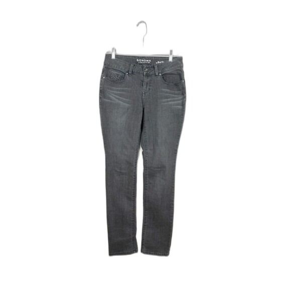 Sonoma Denim - Sonoma Life + Style Jeans Mid Rise Size 2 Black Straight Faded Embossed Pockets